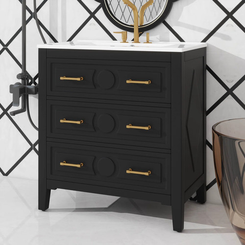 Inch black freestanding - black,