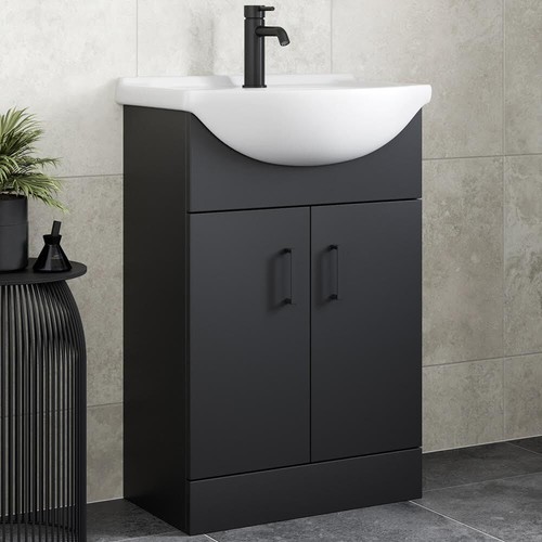 Black freestanding vanity unit - vanity,