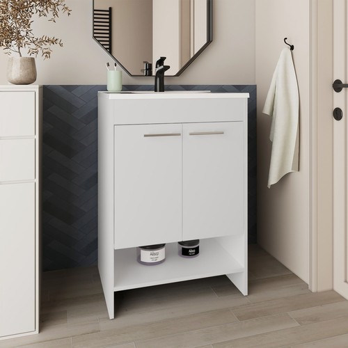 White bathroom vanity - vanity, with