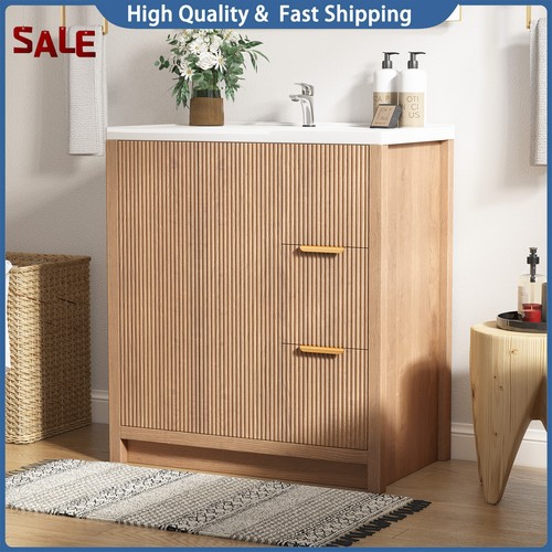New wooden bathroom vanity - bathroom,