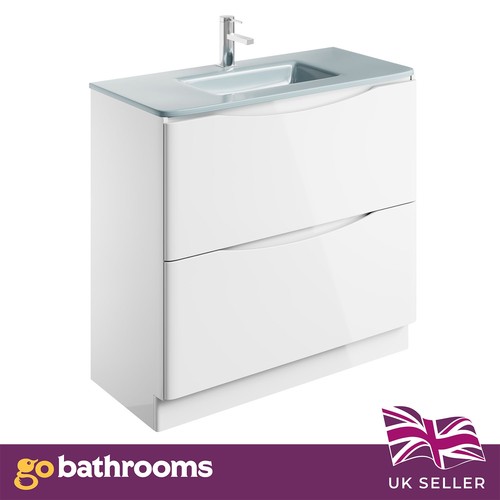 900mm white gloss vanity unit - 900mm,