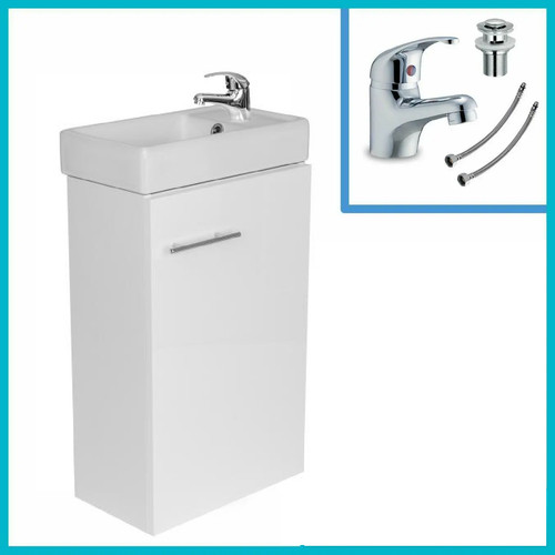 White gloss bathroom vanity - white,