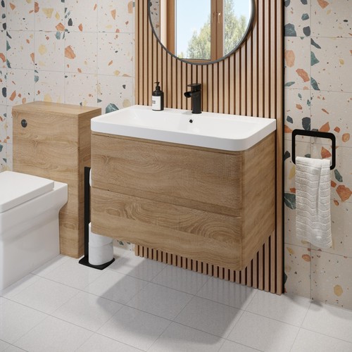 Wood wall hung vanity unit - wall,