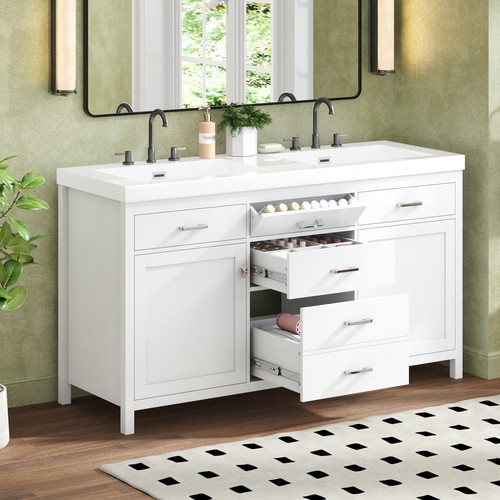 White bathroom vanity - 59.1",
